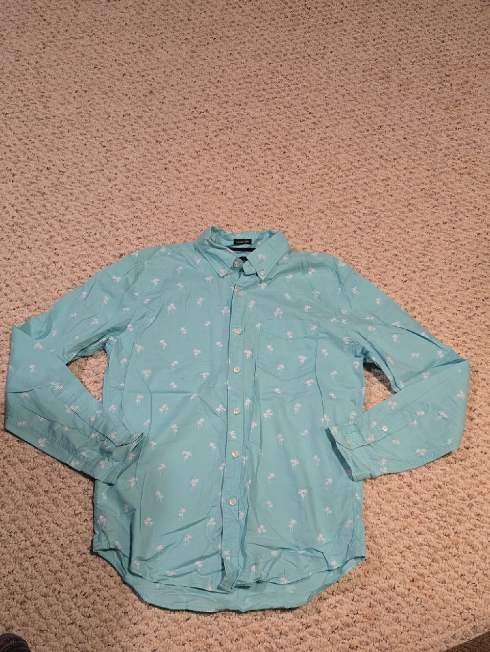 Meb's American Eagle Outfitters Aqua Palm Print Shirt